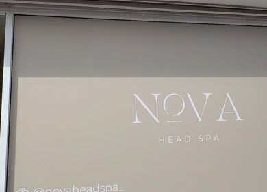 Sign of Nova Head Spa in Sutton, England, GB showcasing elegant spa entrance.