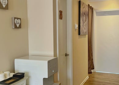 Cozy hallway at Mantra Thai Massage & Spa in Vienna, Virginia, US with calming decor and soft lighting.