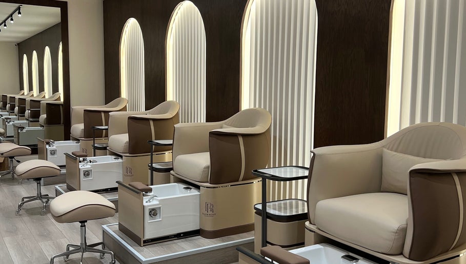 Luxurious pedicure chairs at Razor Roast in Los Angeles, California, US, showcasing modern design and comfort.