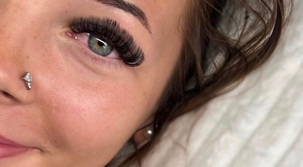 Close-up of elegant eyelash extensions at Made by Mols, Crowthorne, England, GB showcasing beauty detail.