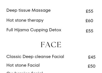 Discover treatment prices at Sadia Sunnah Clinic in Slough, England, GB, featuring massages and facials.