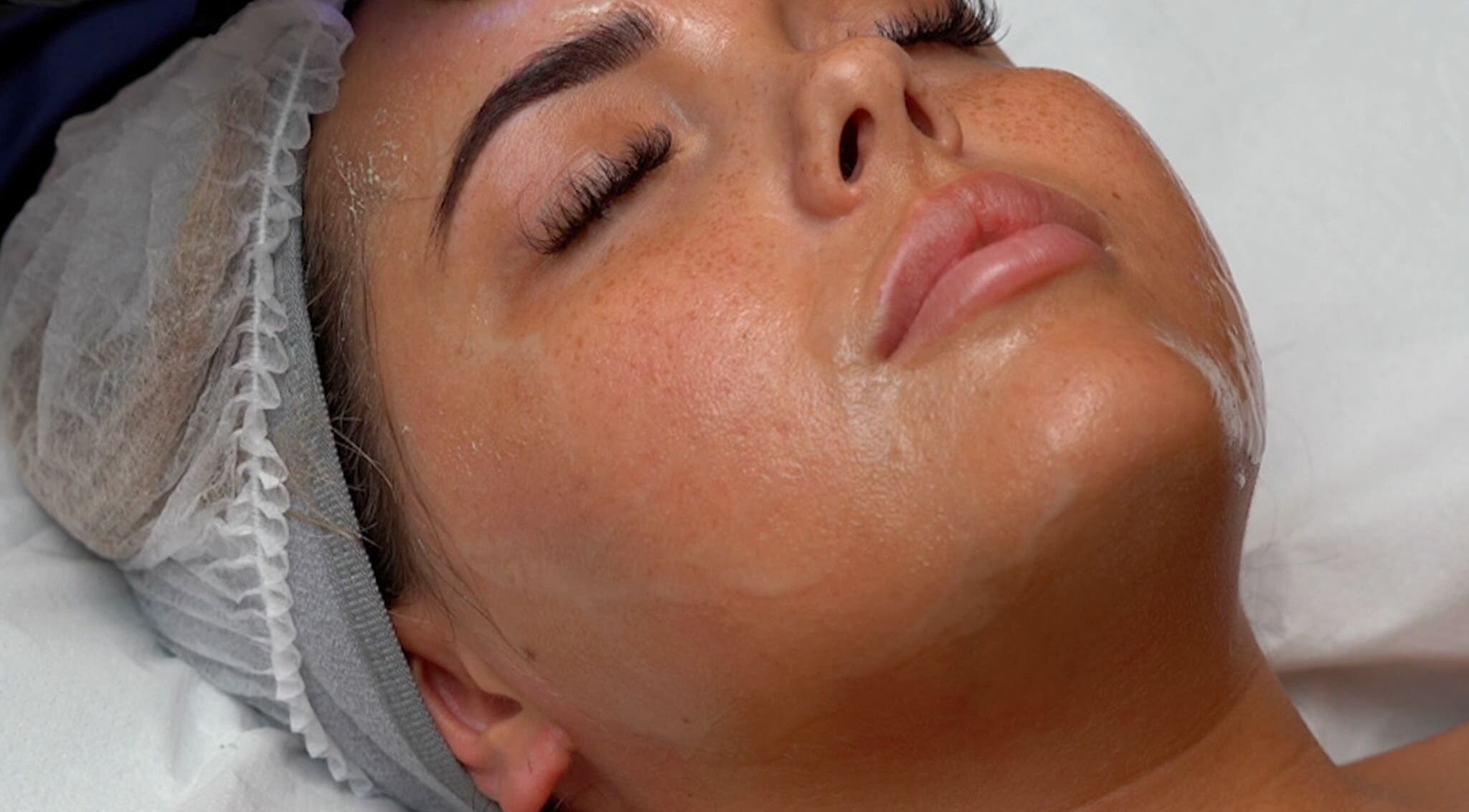 Facial treatment at Sadia, Slough, England, GB, enhancing skin's radiance and relaxation.