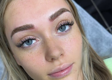 Close-up of enhanced brows and lashes at Beauty by Maggie, Sunnybank Hills QLD, Queensland, AU.