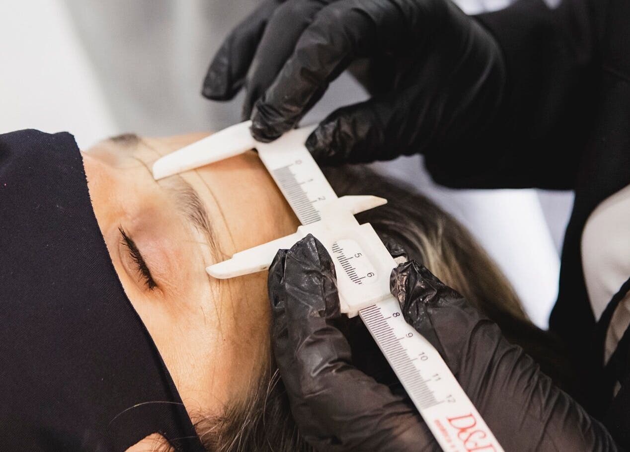 Eyebrow measuring at Studio Ap & Co, Neutral Bay, New South Wales, AU for precise beauty treatments.