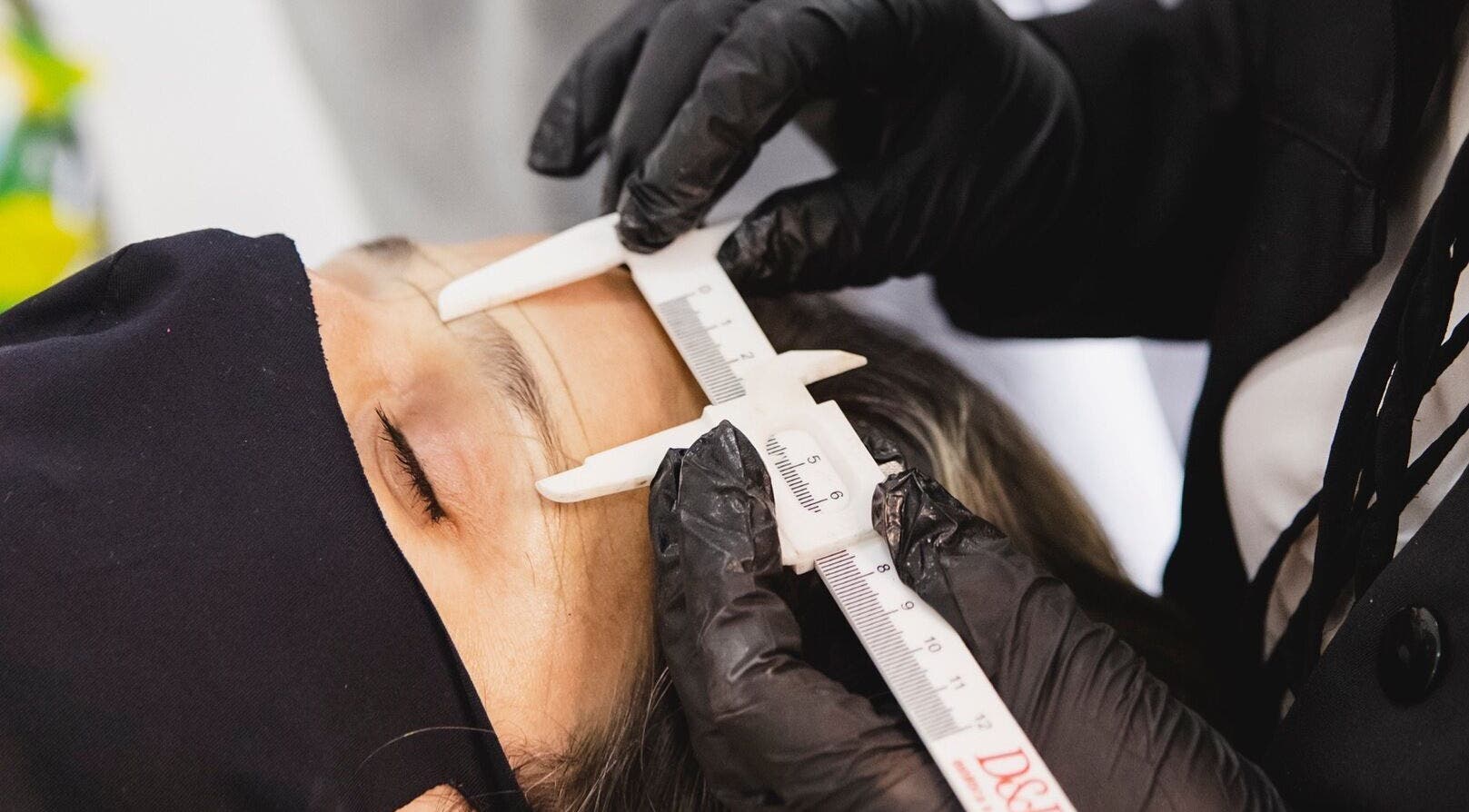 Eyebrow measuring at Studio Ap & Co, Neutral Bay, New South Wales, AU for precise beauty treatments.