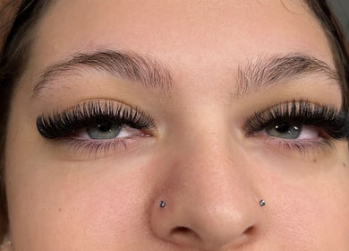 Close-up of enhanced lashes at Hellish Brows and Lash Lounge, Plainland, Queensland, AU.