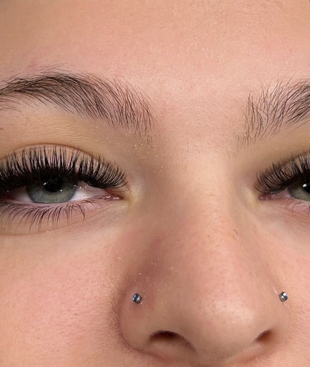 Close-up of enhanced lashes at Hellish Brows and Lash Lounge, Plainland, Queensland, AU.