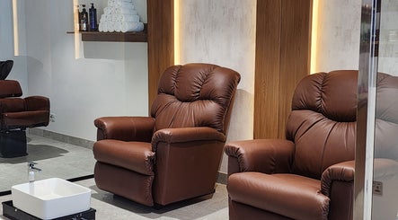 Luxurious leather recliners at The Good Man spa, Dubai, Dubai, AE, offering ultimate relaxation and comfort.