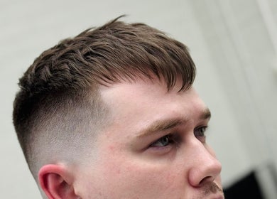 Close-up of a modern fade haircut at Ash Bang, Melbourne, Victoria, AU.