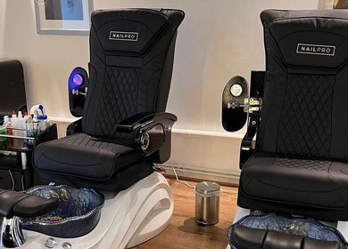 Luxurious nail chairs at Humaz Nail and Beauty, Sutton, England, GB, offering premium comfort and style.