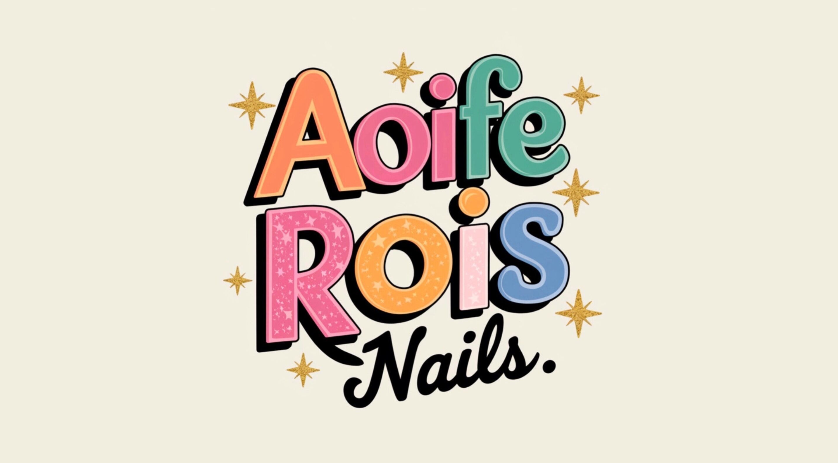 Colorful Aoife Rois Nails logo with stars, Newtownabbey, Northern Ireland, GB.