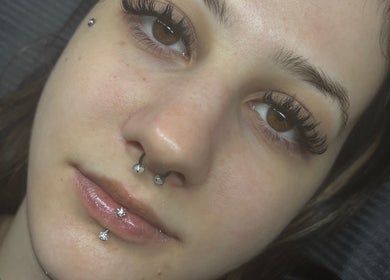 Close-up of a person with artistic eye makeup at Sculpted by Sylvie, Gainsborough, England, GB.