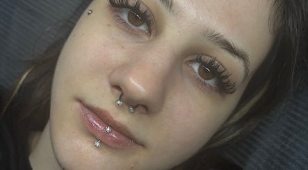 Close-up of a person with artistic eye makeup at Sculpted by Sylvie, Gainsborough, England, GB.