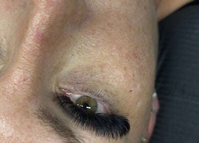 Closeup of eyelash extensions at Sculpted by Sylvie, Gainsborough, England, GB.