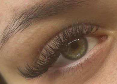 Close-up of expertly styled eyelashes at Sculpted by Sylvie, Gainsborough, England, GB.
