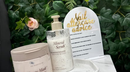 Mineral scrub and therapy mask display at Angel Glow by Vesi, London, GB for nail care advice.