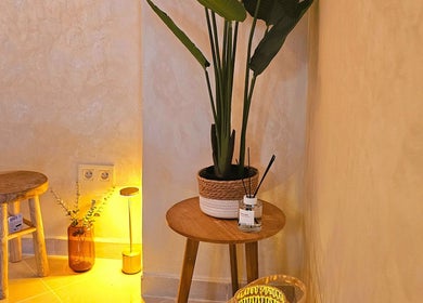A calming corner with a plant at Wabi Sabi Massage Tangier, Tanger, Tanger-tétouan-al Hoceima, MA.