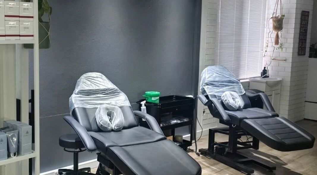 Elegant treatment chairs at Looks By Brooke Clinic, Melbourne, Victoria, AU, offering a serene wellness atmosphere.