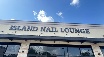 Exterior view of Island Nail Lounge in Houston, Texas, US under a sunny sky.