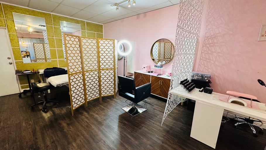 Stylish interior of Admire beauty and nail studio in Vernon, British Columbia, CA with modern decor.