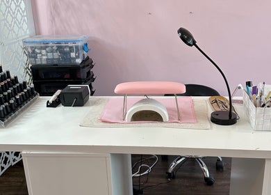 Elegant nail station setup at Admire beauty and nail studio, Vernon, British Columbia, CA.