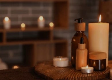 Warm, candle-lit setting at Layered Knots, LLC in Martinsville, Virginia, US enhancing relaxation ambiance.