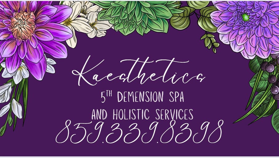KAESTHETICS 5th dimension spa suite logo with floral design in Richmond, Kentucky, US.