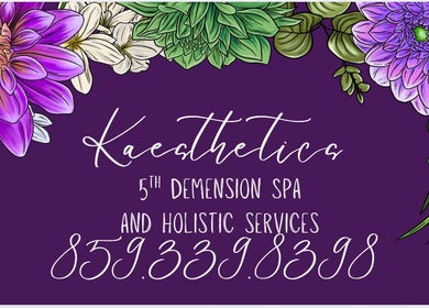 KAESTHETICS 5th dimension spa suite logo with floral design in Richmond, Kentucky, US.