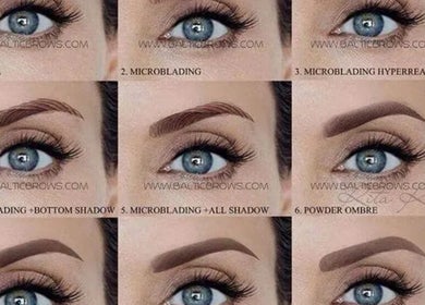 Eyebrow transformation at KAESTHETICS 5th dimension spa suite, Richmond, Kentucky, US showcasing natural to ombre styles.