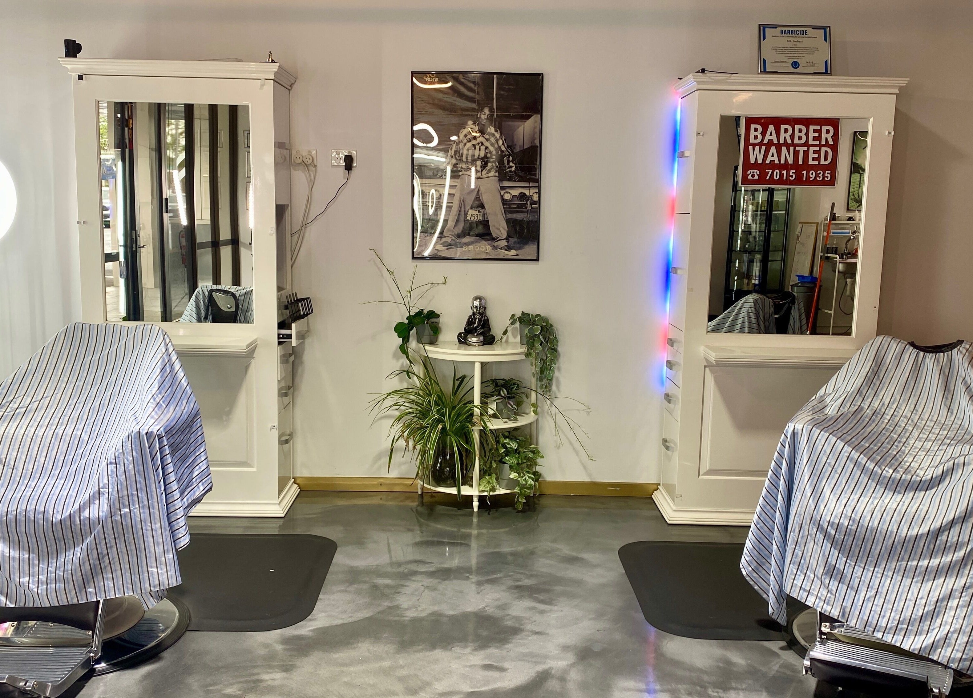 Dual chair setup at Silk Barbershop Carnegie, a stylish setting in Melbourne, Victoria, AU.