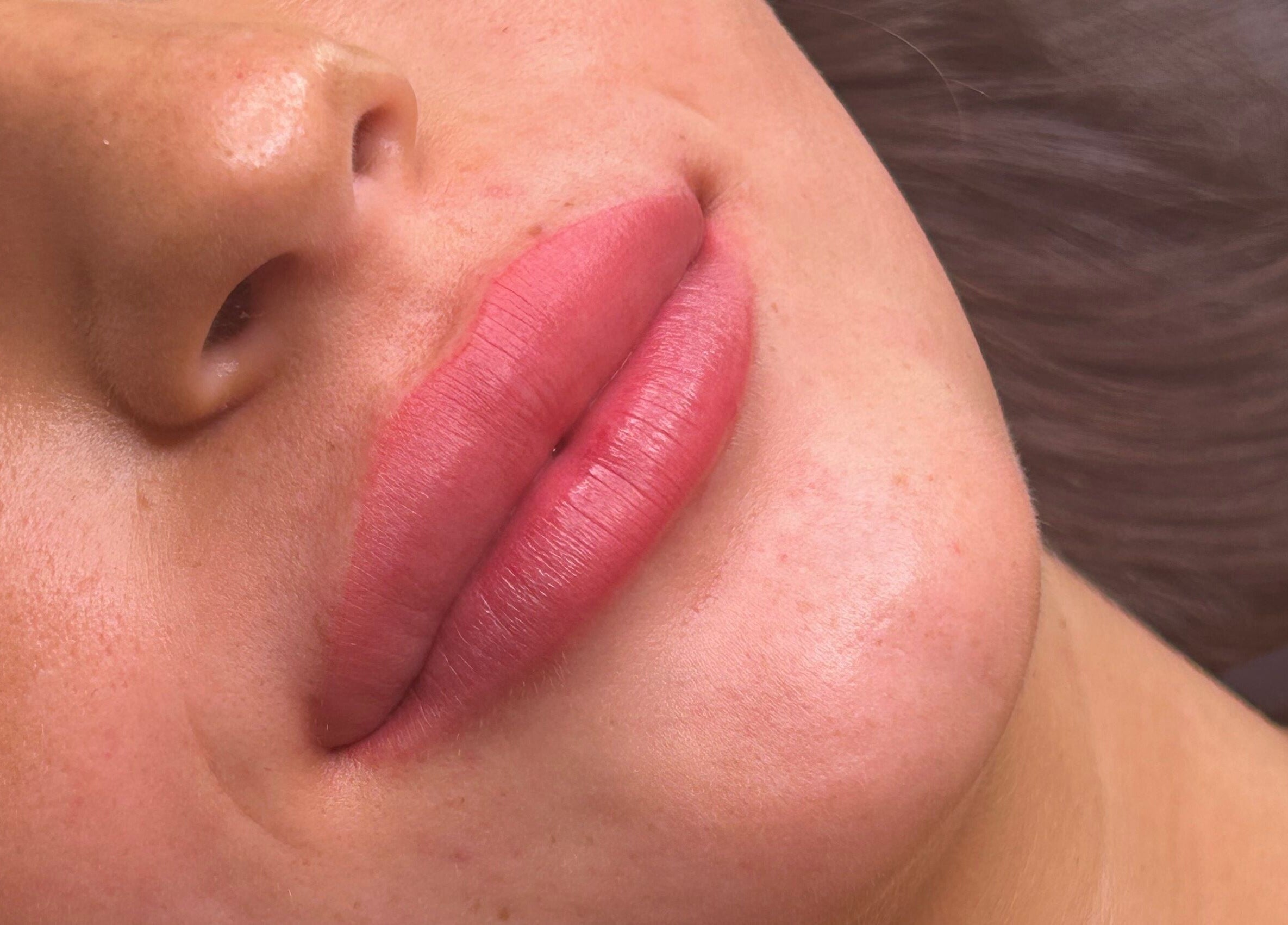 Close-up of perfectly tinted lips at Haven Ink & Beauty Studio in Dawesville, Western Australia, AU.