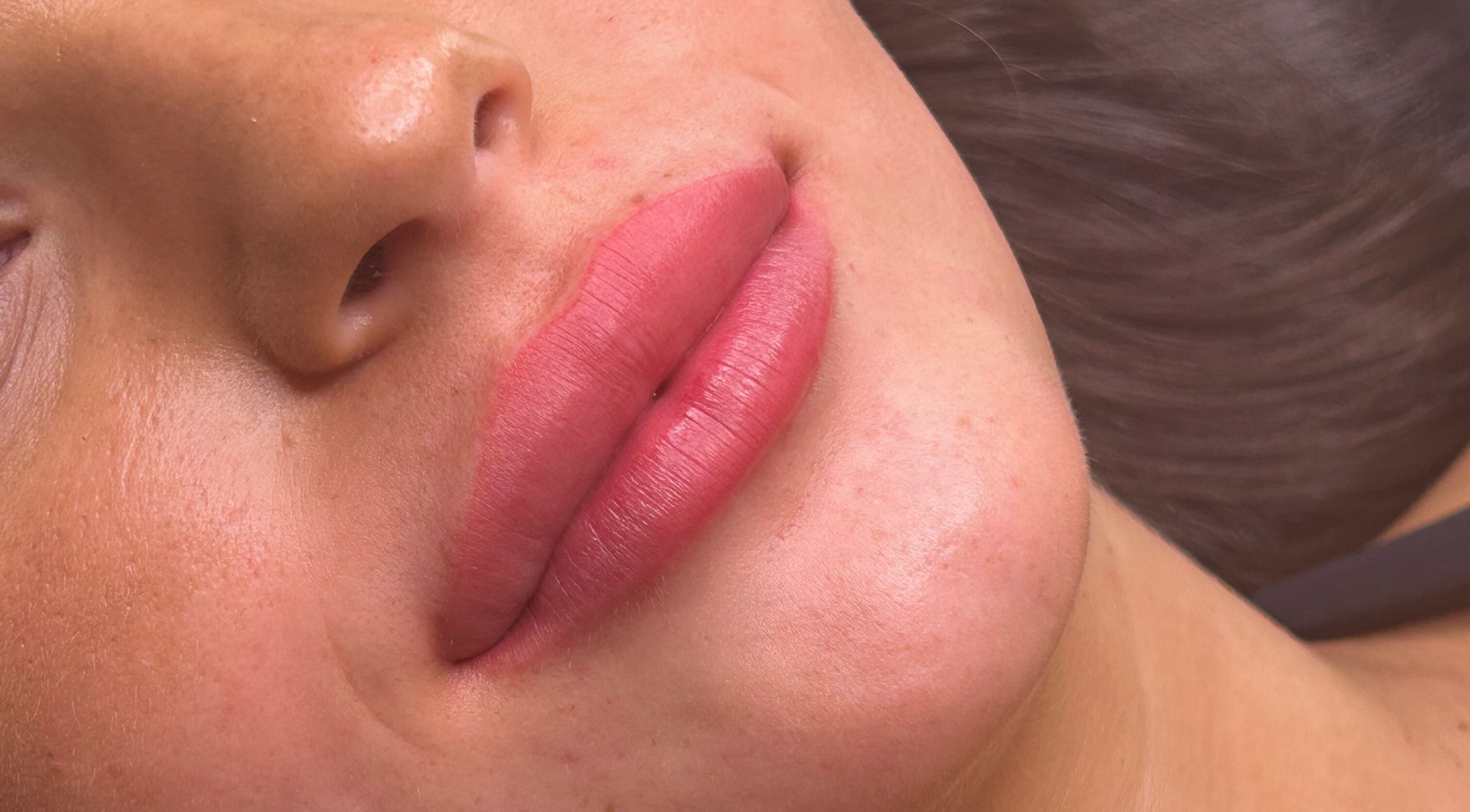Close-up of perfectly tinted lips at Haven Ink & Beauty Studio in Dawesville, Western Australia, AU.