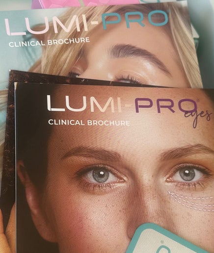 Lumi-Pro clinical brochures at A Million Dollar Beauty, Orpington, England, GB, showcasing skincare insights.