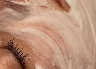 Relaxing facial treatment at Veluxe Skin, Manchester, England, GB with a soothing cream mask.