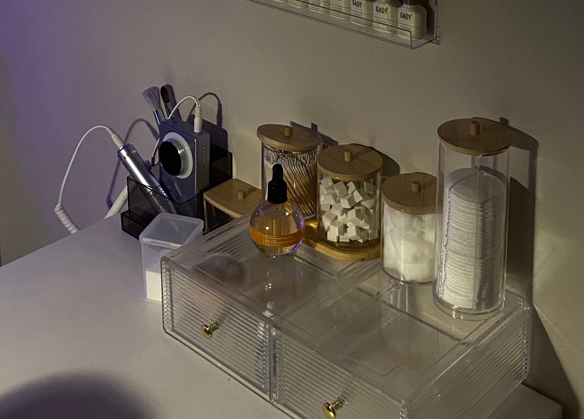 Elegant nail station at Nina's Nail Studio, Dublin, County Dublin, IE showcasing organized beauty essentials.