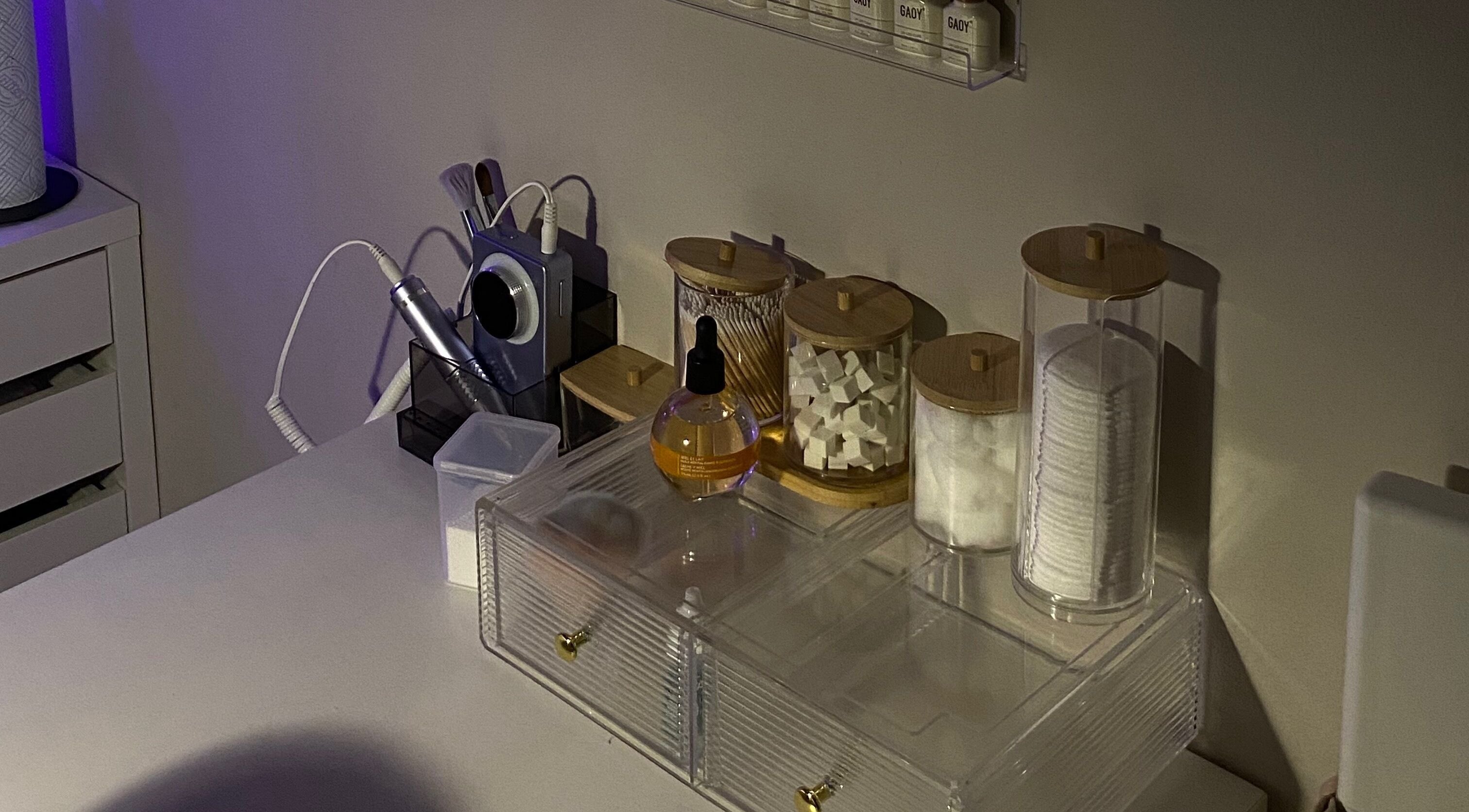 Elegant nail station at Nina's Nail Studio, Dublin, County Dublin, IE showcasing organized beauty essentials.