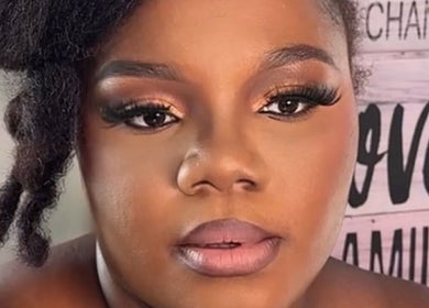Close-up of a model with elegant makeup at Kwayy Beauty, Gatineau, Québec, CA.
