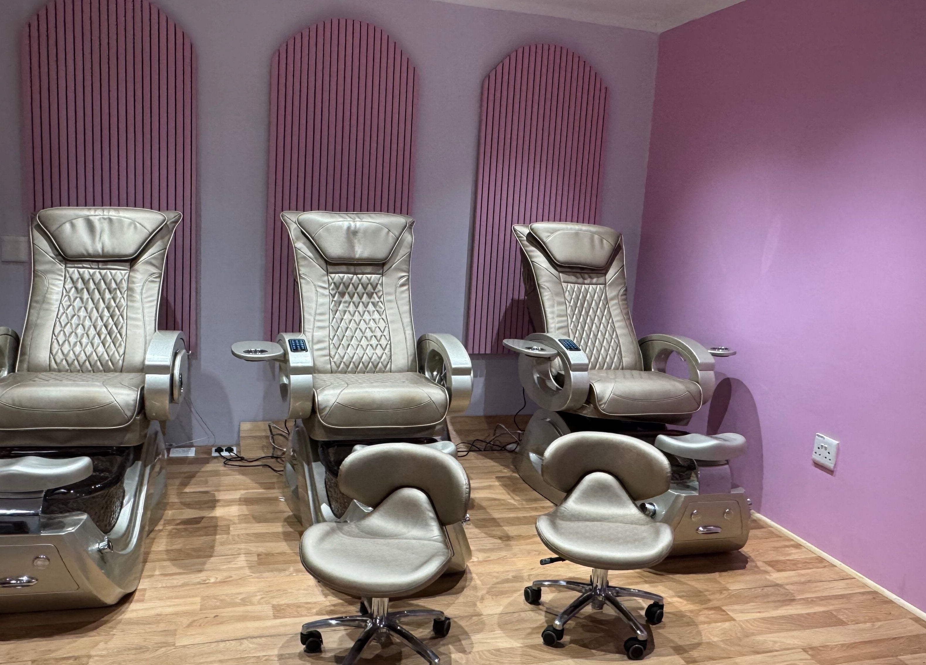 Luxurious spa chairs at Blush and Buff, Cape Town, Western Cape, ZA, offering premium relaxation.