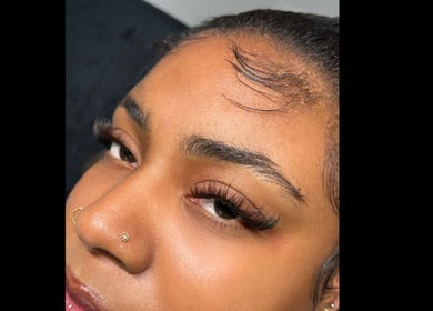 Close-up of glamorous eyelashes at EyeluxxBeauty, Nassau, New Providence, BS.