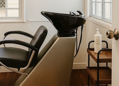 Sleek salon wash station at Hair with Gretta, Caloundra, Queensland, AU. Modern and inviting interior.