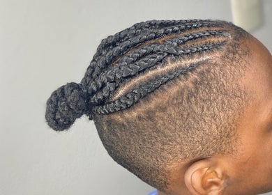 Intricate braided hairstyle at Chineeys Hairempire, San Fernando, San Fernando City Corporation, TT.