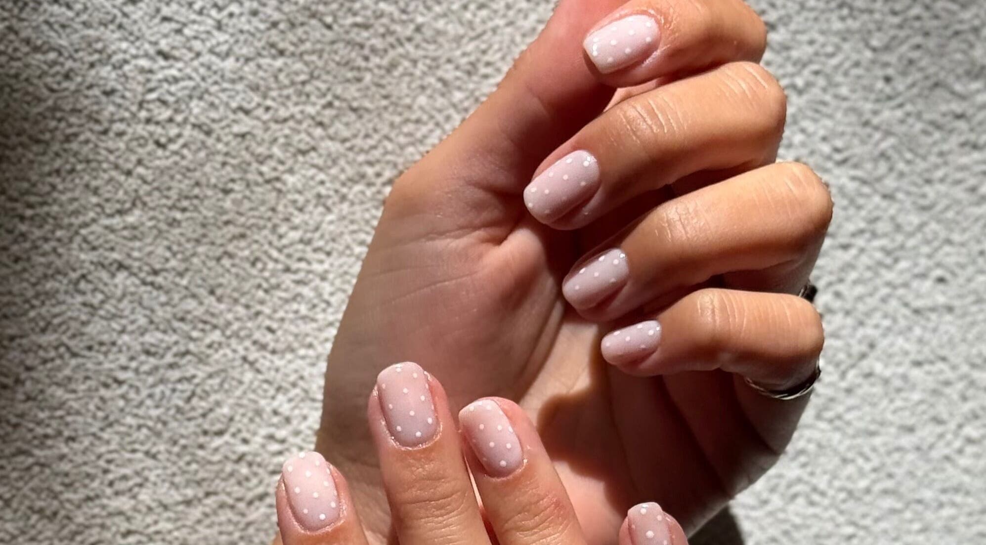 Polka dot manicure at Mano Mona Nails, Bondi Beach, New South Wales, AU.