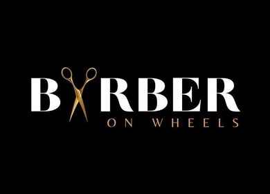 Logo of Barber On Wheels, featuring golden scissors, in Gqeberha, Eastern Cape, ZA.