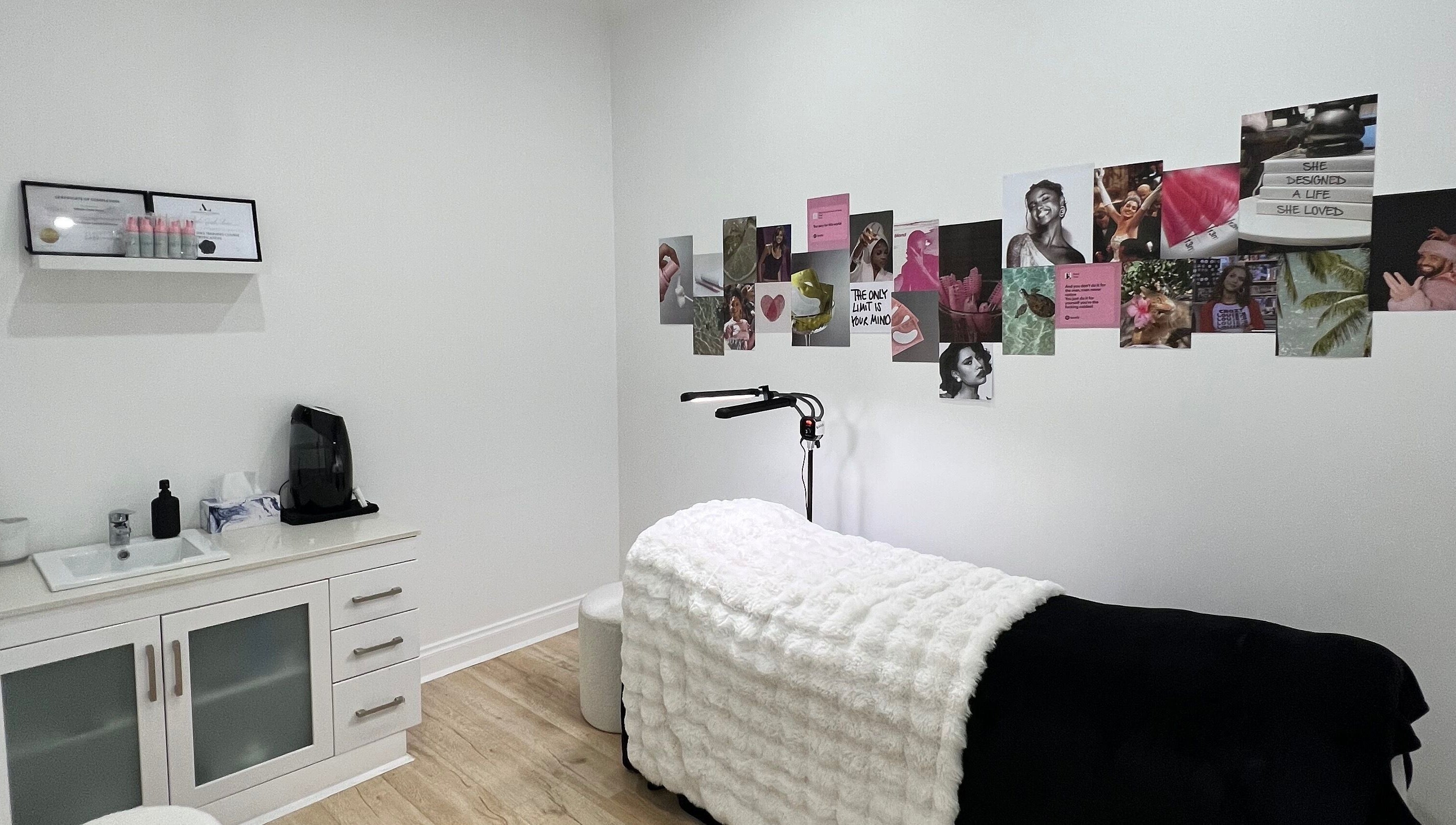 Cozy lash room at Lash Artistry by Mikayla in Melbourne, Victoria, AU, with creative wall decor.