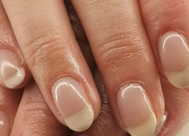 Close-up of a glossy, neatly polished manicure at Ever Luxe Nails in Bilston, Scotland, GB.