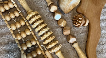 Holistic wooden massage tools at Skin and Sculpt by Victoria Cottle, Honiton, England, GB.