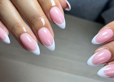 Gorgeous French manicure nails at Lisa’s Nail Nook, Cape Town, Western Cape, ZA.
