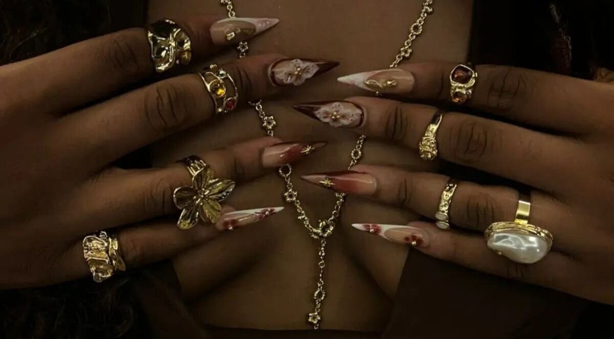 Stylish nail art and rings at KADIE'S NAILZ, Montego Bay, St. James Parish, JM.