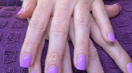 Lavender manicure at Polished by Molly in Hedge End, England, GB, showcasing elegant nail art.