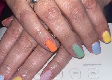 Colorful manicure at Polished by Molly in Hedge End, England, GB.